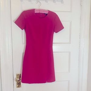 Cute dark pink work dress with pockets!